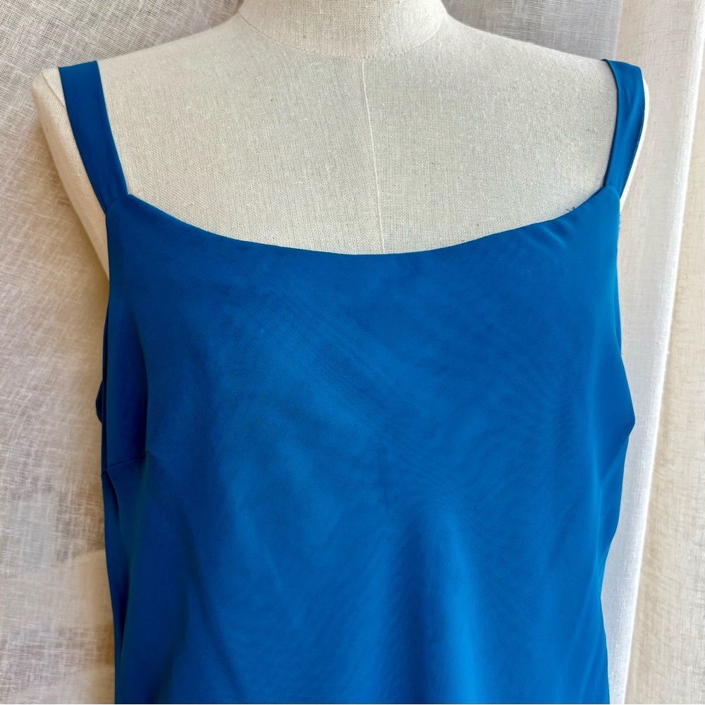Vintage Cattiva tiered chiffon 2-piece bateau neck dress in teal blue - Picture 7 of 15